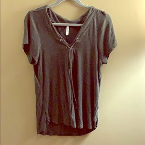 Grey front lace up tshirt